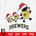 Milwaukee Brewers Bluey Family Christmas Svg Eps Dxf Png File, Digital Download