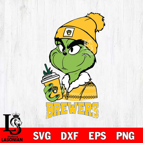 Milwaukee Brewers Boujee Grinch Christmas Cut Files Cricut, Svg Dxf Eps Png file , Silhouette