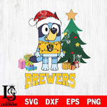 Milwaukee Brewers Christmas Bluey Tree Sport Cricut , Christmas Svg , Bluey svg , Digital Download, dxf eps png pdf file