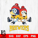 Milwaukee Brewers Christmas Bluey & Bingo Sit Cricut , Christmas Svg , Bluey svg , Digital Download, dxf eps png pdf file