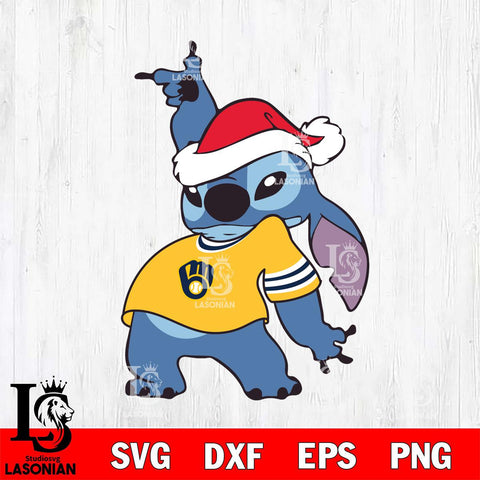 Milwaukee Brewers Disney Lilo & Stitch Christmas SVG DXF EPS PNG file, Cut file cricut, Instant Download