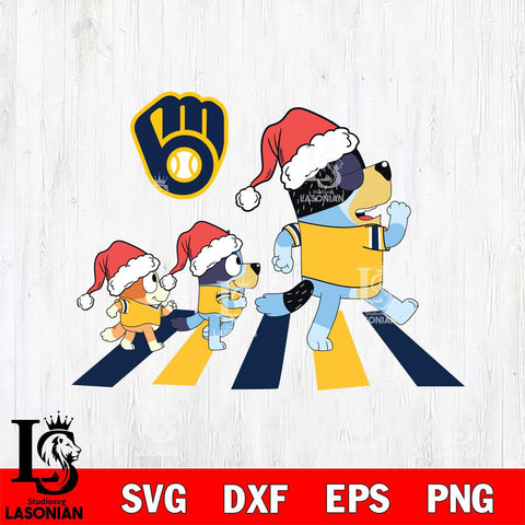 Milwaukee Brewers Family Bluey Walking Christmas Svg Eps Dxf Png File, Digital Download, Instant Download