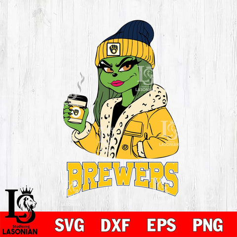 Milwaukee Brewers Girls Grinch Bougie Svg Eps Dxf Png File, Digital Download, Instant Download