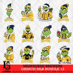 Milwaukee Brewers Grinch MLB Bundle 12 SVG Eps Dxf Png File, Digital Download, Instant Download