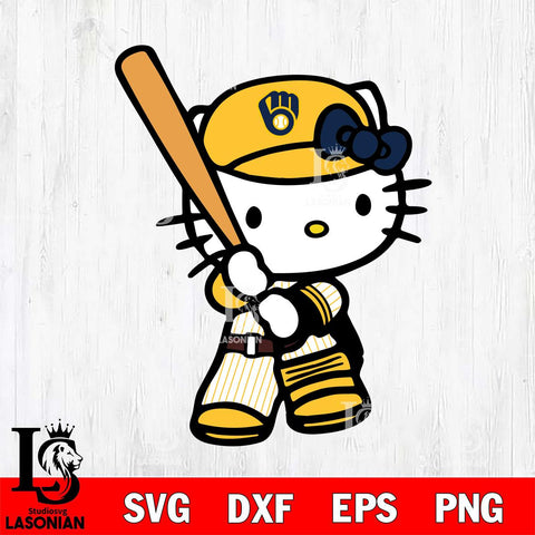 Milwaukee Brewers Hello Kitty 2 Svg Eps Dxf Png File, Digital Download, Instant Download