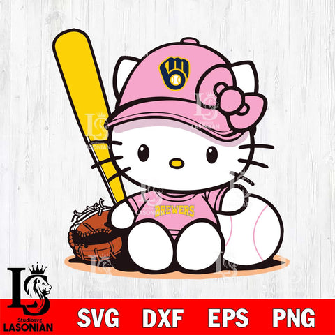 Milwaukee Brewers Hello Kitty Pink Baseball8 Svg Eps Dxf Png File, MLB svg, Digital Download, Instant Download