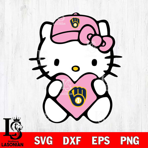 Milwaukee Brewers Hello Kitty Pink Baseball 4 Svg Eps Dxf Png File, MLB svg, Digital Download, Instant Download