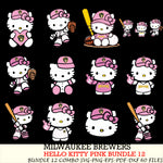 Milwaukee Brewers Hello Kitty Pink Bundle 12 SVG Svg Eps Dxf Png File, MLB svg, Digital Download, Instant Download