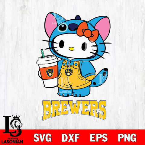 Milwaukee Brewers Hello Kitty Stitch Svg Eps Dxf Png File, MLB svg, Digital Download, Instant Download