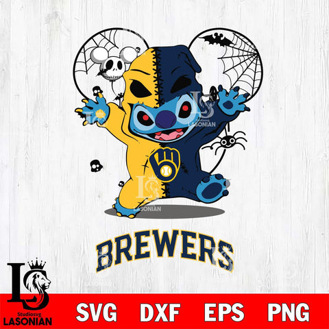 Milwaukee Brewers Stitch Horror Halloween 2 Svg Eps Dxf Png File, Digital Download, Instant Download