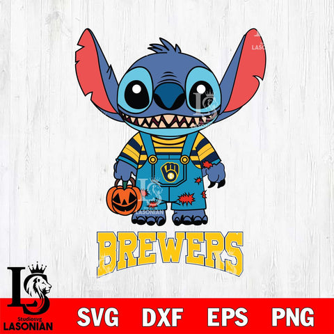 Milwaukee Brewers Stitch Horror Halloween Svg Eps Dxf Png File, MLB svg, Digital Download, Instant Download