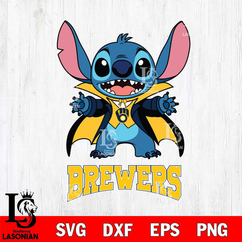 Milwaukee Brewers Stitch Vampire halloween Svg Eps Dxf Png File, MLB svg, Digital Download, Instant Download