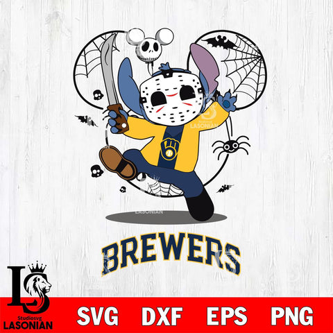 Milwaukee Brewers Stitch jason voorhees Halloween Svg Eps Dxf Png File, Digital Download, Instant Download