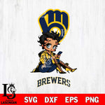 Milwaukee Brewers Style Black Fan Girl Betty Boop