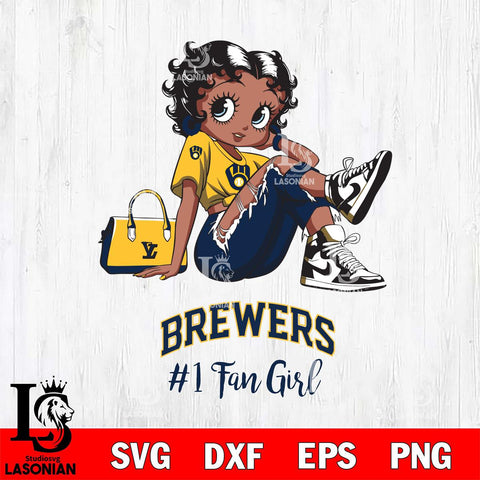 Milwaukee Brewers #1 Black Fan Girl Betty Boop