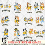 Milwaukee Brewers  Bluey Dance MLB Bundle 12 SVG Eps Dxf Png File, Digital Download, Instant Download