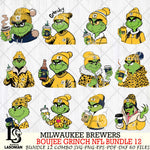 Milwaukee Brewers  Boujee Grinch MLB Bundle 12 SVG Eps Dxf Png File, Digital Download, Instant Download