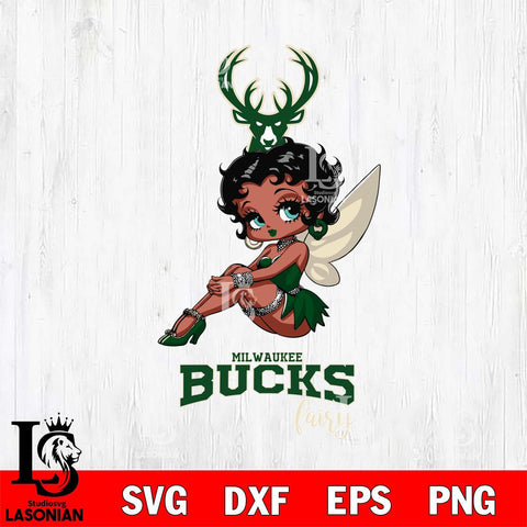 Milwaukee Bucks Beauty Black Fairy Betty Boop