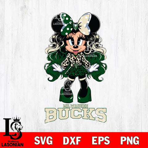 Milwaukee Bucks Beauty Minnie Mouse Svg Eps Dxf Png File, Digital Download, Instant Download