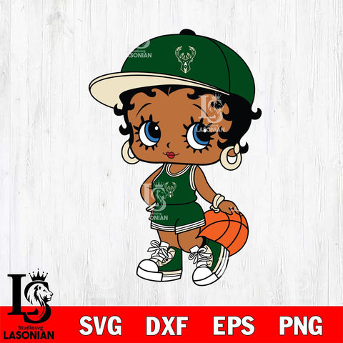 Milwaukee Bucks Betty Boop NBA 2 Svg Eps Dxf Png File, NBA svg, Digital Download, Instant Download