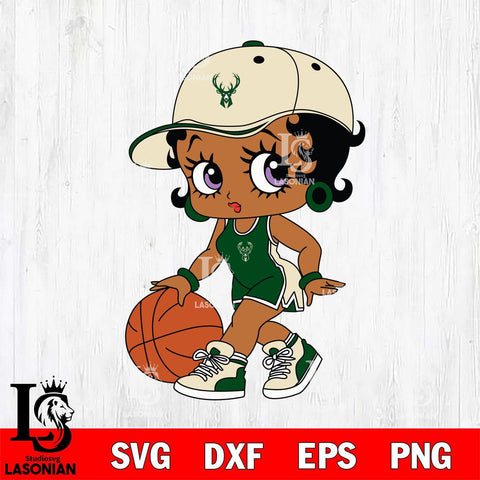 Milwaukee Bucks Betty Boop NBA 5 Svg Eps Dxf Png File, NBA svg, Digital Download, Instant Download