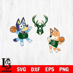 Milwaukee Bucks Bluey & Bingo Svg Eps Dxf Png File, Digital Download, Instant Download