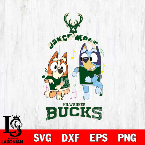 Milwaukee Bucks Bluey Bingo Svg Eps Dxf Png File, NBA svg, Digital Download, Instant Download