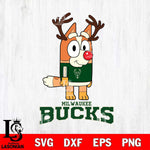 Milwaukee Bucks Bluey Chilli Christmas Deer Svg Eps Dxf Png File, Digital Download