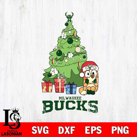 Milwaukee Bucks Bluey Chilli Christmas Tree Svg Eps Dxf Png File, Digital Download