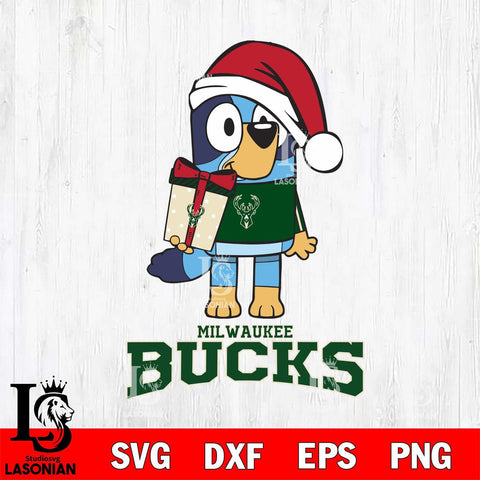 Milwaukee Bucks Bluey Christmas Svg Eps Dxf Png File, Digital Download