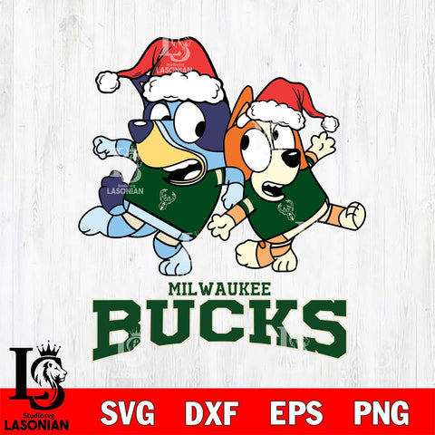 Milwaukee Bucks Bluey Christmas Holiday Svg Eps Dxf Png File, Digital Download