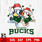 Milwaukee Bucks Bluey Christmas NFL Svg Eps Dxf Png File, Digital Download