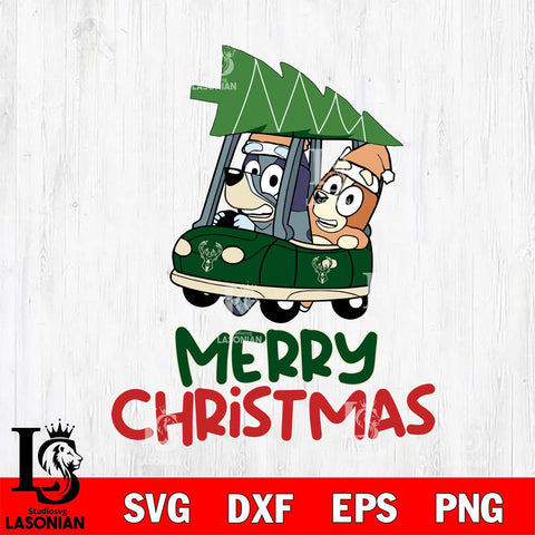 Milwaukee Bucks Bluey Merry Christmas Svg Eps Dxf Png File, Digital Download