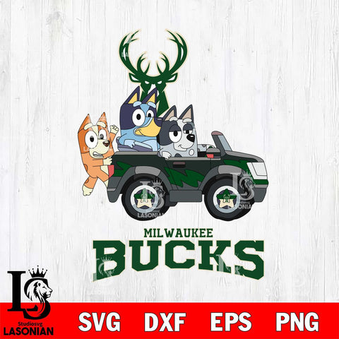 Milwaukee Bucks Bluey friends Svg Eps Dxf Png File, NBA svg, Digital Download, Instant Download