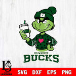 Milwaukee Bucks Boujee Grinch Heart Christmas Cut Files Cricut, Svg Dxf Eps Png file , Silhouette