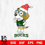 Milwaukee Bucks Christmas Bluey Honey Sport Svg , Christmas Svg , Bluey svg , Digital Download, dxf eps png pdf file