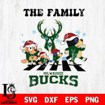 Milwaukee Bucks Family Bluey Christmas Svg Eps Dxf Png File, Digital Download