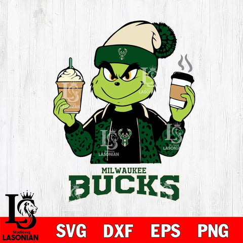 Milwaukee Bucks Grinch 2 coffee Svg Eps Dxf Png File, Digital Download, Instant Download