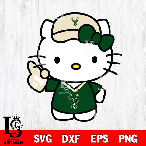 Milwaukee Bucks Hello Kitty basketball 2 Svg Eps Dxf Png File, Digital Download, Instant Download