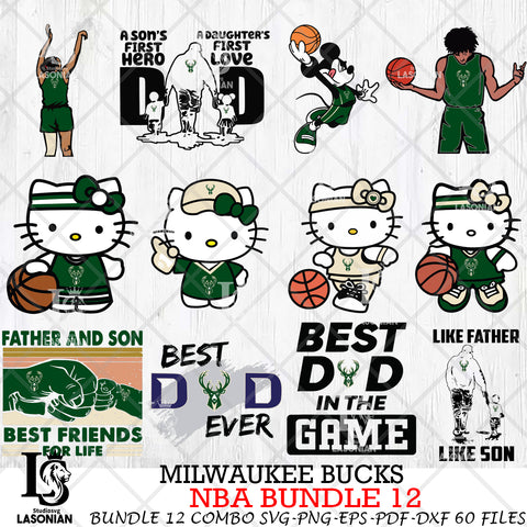 Milwaukee Bucks NBA Bundle 12 Svg Eps Dxf Png File, Digital Download, Instant Download