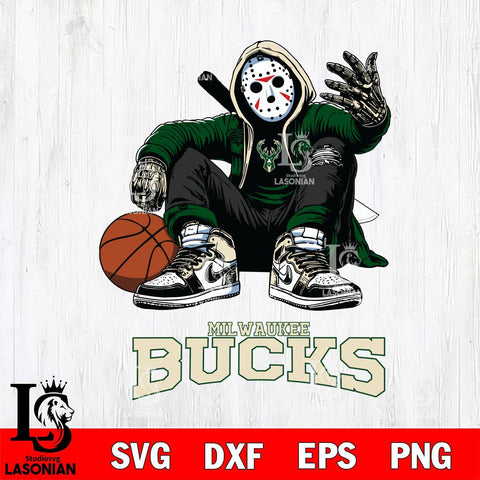 Milwaukee Bucks NBA Jason Voorhees Halloween SVG Svg Eps Dxf Png File, Digital Download, Instant Download