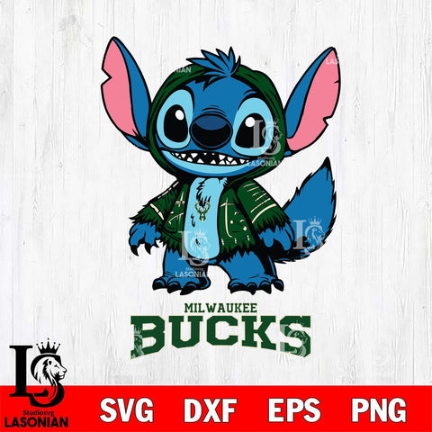 Milwaukee Bucks Stitch Halloween Svg Eps Dxf Png File, NBA svg, Digital Download, Instant Download