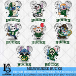 Milwaukee Bucks Stitch Horror Halloween NBA Bundle Svg Eps Dxf Png File, Digital Download, Instant Download