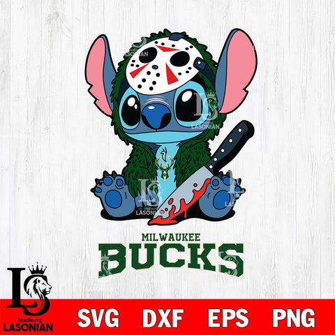 Milwaukee Bucks Stitch Jason Voorhees Svg Eps Dxf Png File, NBA svg, Digital Download, Instant Download