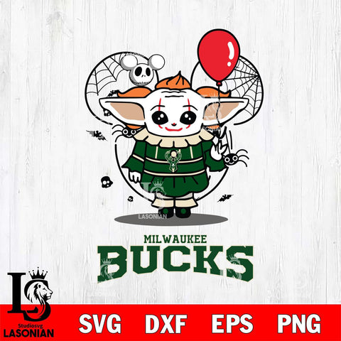 Milwaukee Bucks Stitch Pennywise Halloween Svg Eps Dxf Png File, Digital Download, Instant Download