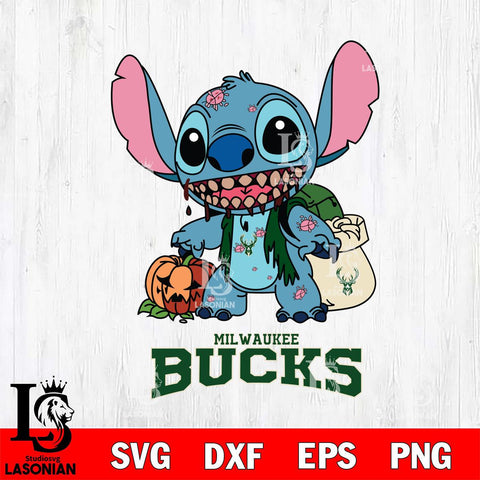 Milwaukee Bucks Stitch Zombie Svg Eps Dxf Png File, NBA svg, Digital Download, Instant Download