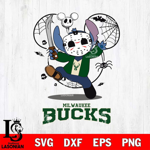 Milwaukee Bucks Stitch jason voorhees Halloween Svg Eps Dxf Png File, Digital Download, Instant Download