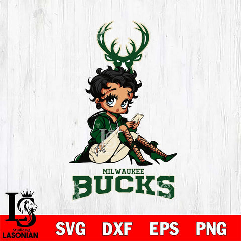 Milwaukee Bucks Style Black Fan Girl Betty Boop