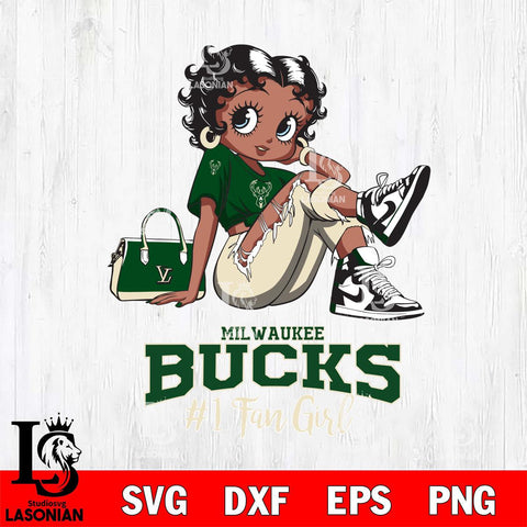 Milwaukee Bucks #1 Black Fan Girl Betty Boop