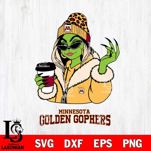 Minnesota Golden Gophers Boujee Grinch Girls Christmas Cut Files Cricut, Svg Dxf Eps Png file, Digital download , Silhouette